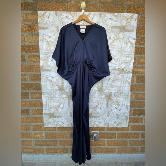 Anthropologie BHLDN Amelia Deep-V Satin Maxi Dress size 22 W - Picture 3 of 15